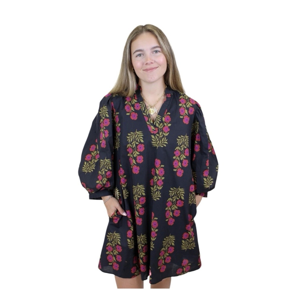 New Entro Dress Women's Medium Floral Long Sleeve Pockets Lined Fall
